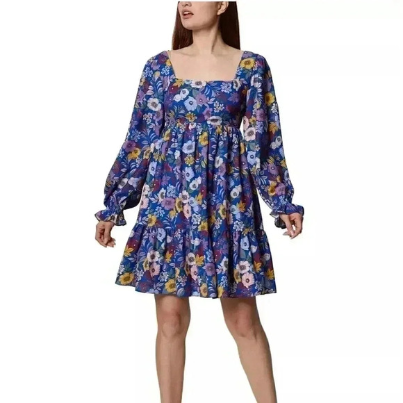 BCBGeneration Balloon-Sleeve Babydoll Dress  sz 14 - Picture 2 of 7